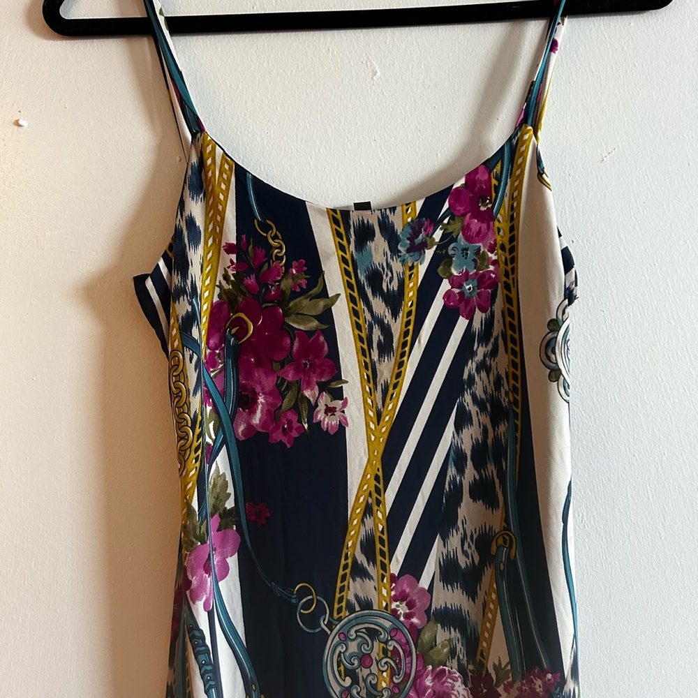 Spaghetti-Strap Midi Dress in Navy & Magenta Floral - Women’s